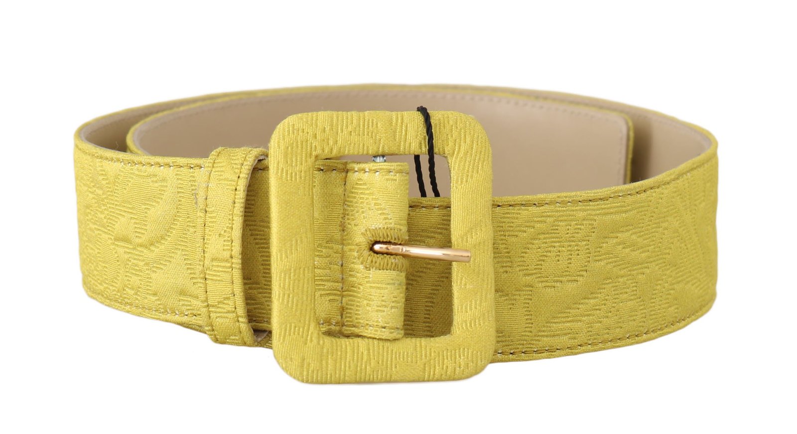 Yellow Brocade Floral Pattern Wide Belt - Fashion