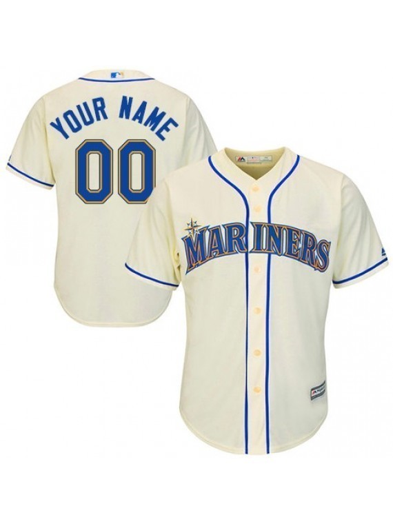 Men's Seattle Mariners Jersey Sewn on Custom NAME & NUMBER Cream CB ...