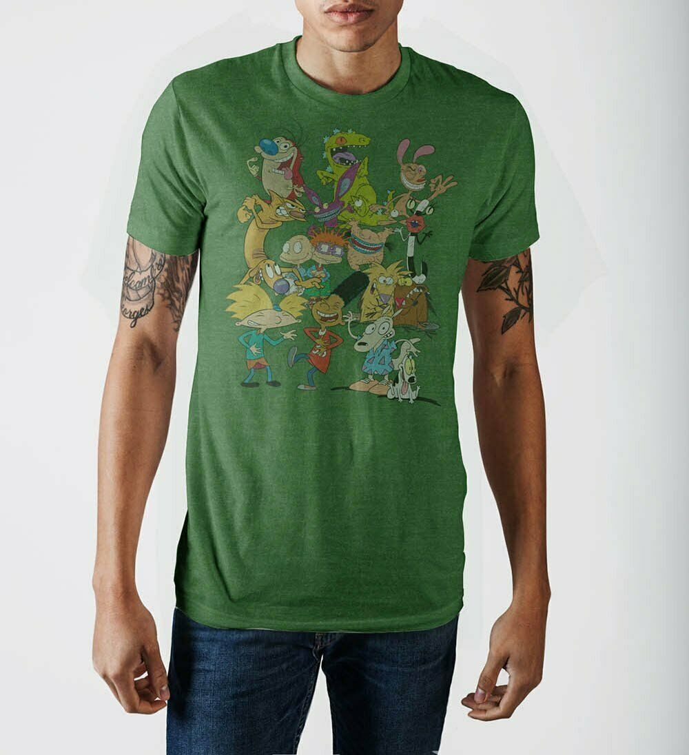 Clothing T-Shirt Cartoon Nickelodeon Nick Rewind 90s Group Shot Green ...