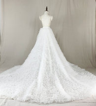 White High Low Tulle Skirt Outfit White Bridal Wedding Skirt Train Plus Size image 2