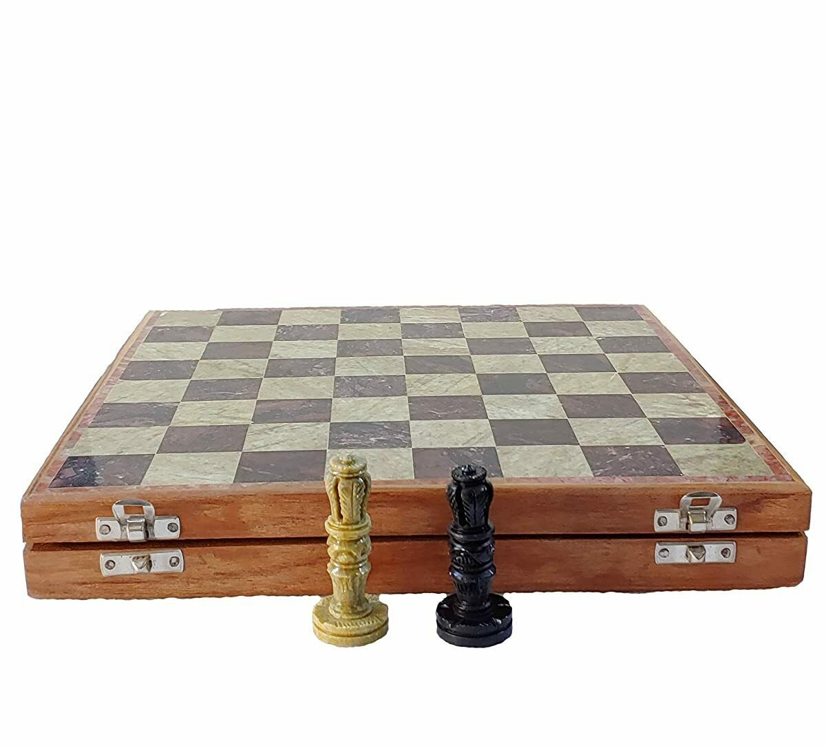 3DB Wooden and Marble Stone Base Handmade Chess Set and Board Game(10 inch)