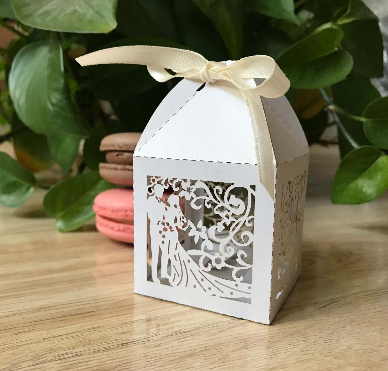 100pcs Bridal Groom White Laser Cut Wedding Gift Boxes,Wedding Favor ...