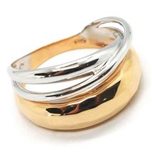 18K ROSE WHITE GOLD BAND RING, HALF HAMMERED AND HALF MULTI WIRES, BICOLOR image 4