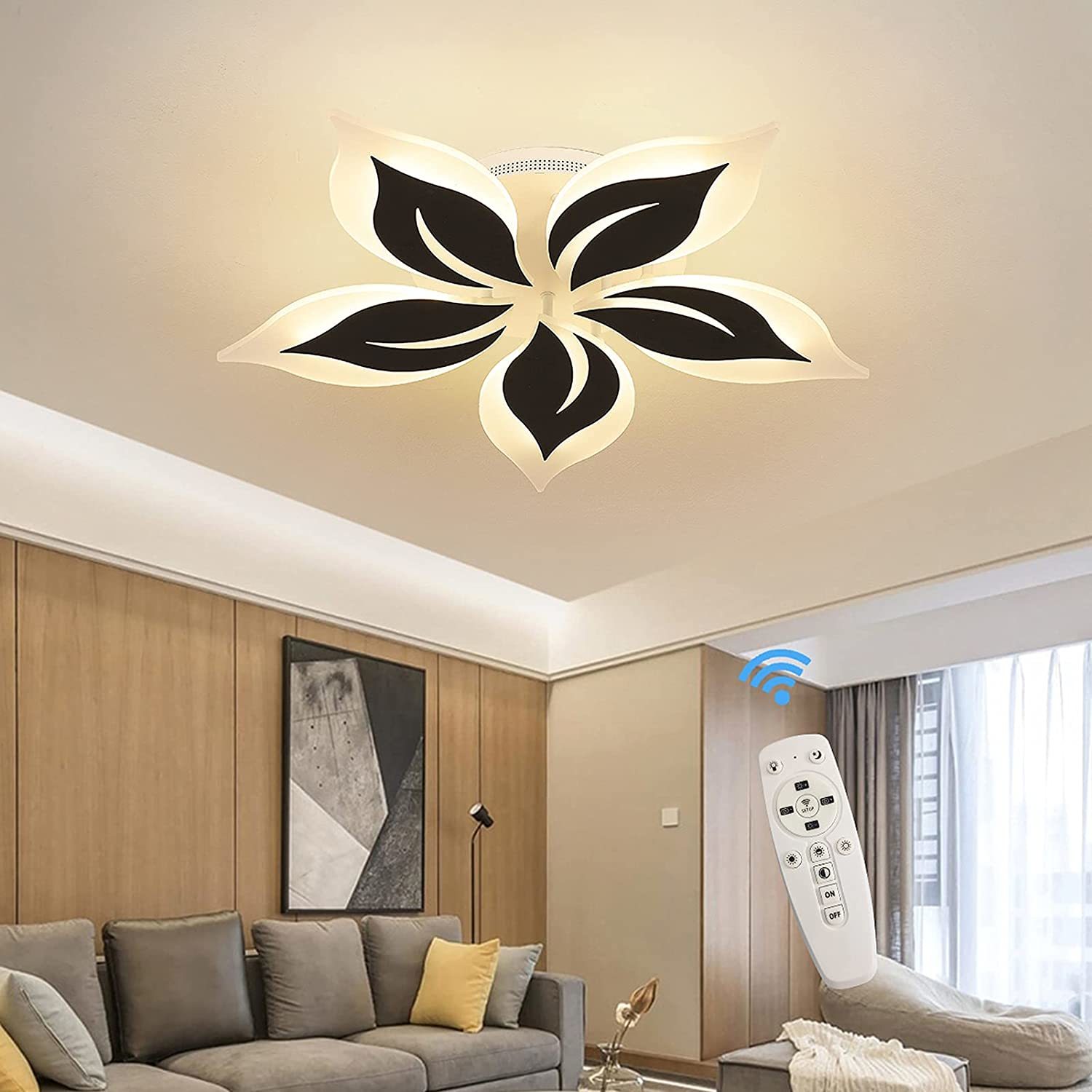 Garwarm Led Flower Ceiling Light Fixture, 50W Modern Flush Mount ...