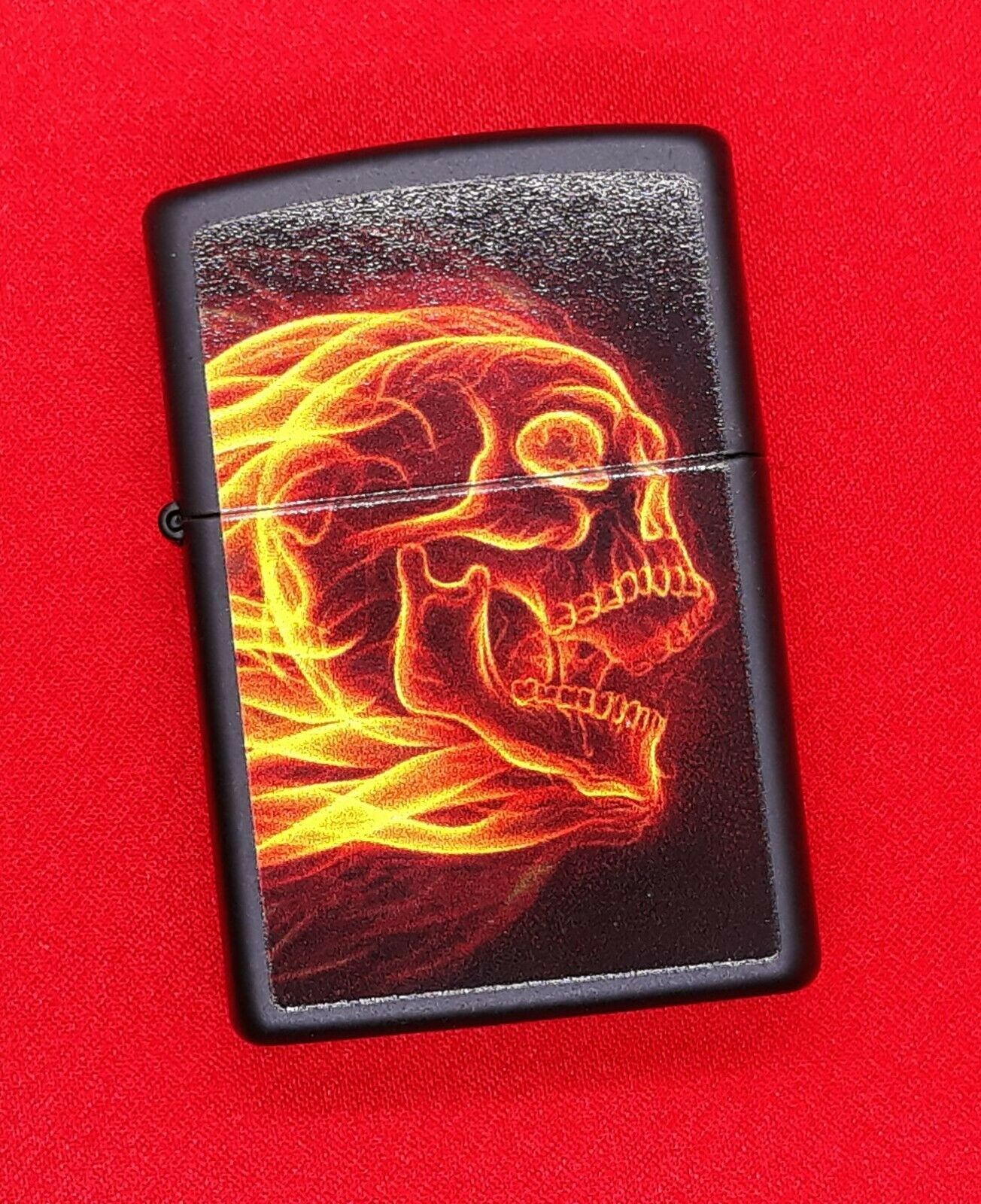 Flaming Skull - New Release Zippo Lighter Black Matte 79995 - $27.99