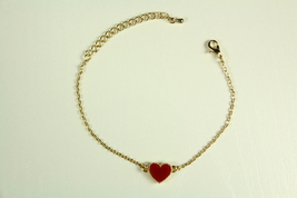 Single Carnelian Heart Bracelet, Gold Plated - $35.00