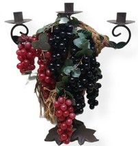 Beautiful Metal 3 Candle Holder Grapes Vines Grapevines - 15" Tall