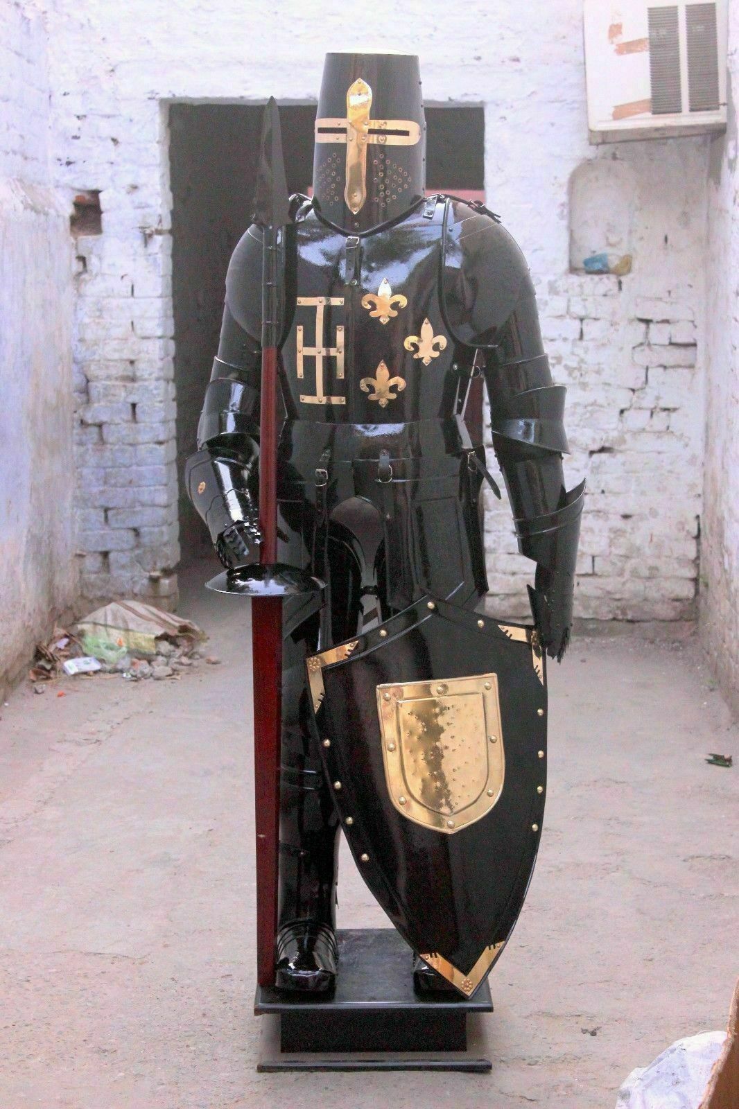 Collectible Black Armour Medieval Wearable Knight Crusader Full Suit Of ...