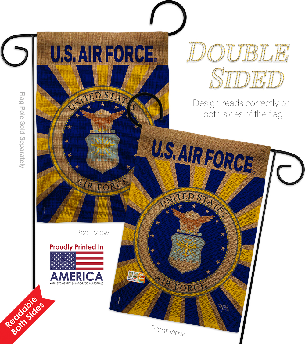 Air Force Burlap - Impressions Decorative Metal Garden Pole Flag Set 