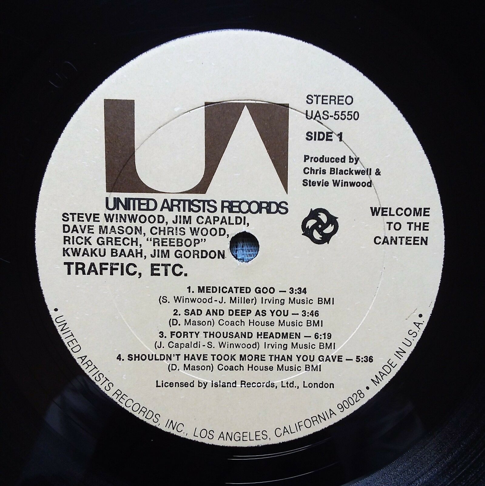 Traffic - Welcome to the Canteen - LP (8-6-71) United Artists Records ...