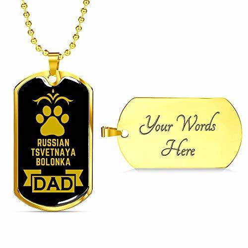 Dog Lover Gift Russian Tsvetnaya Bolonka Dad Dog Necklace Engraved 18k Gold Dog