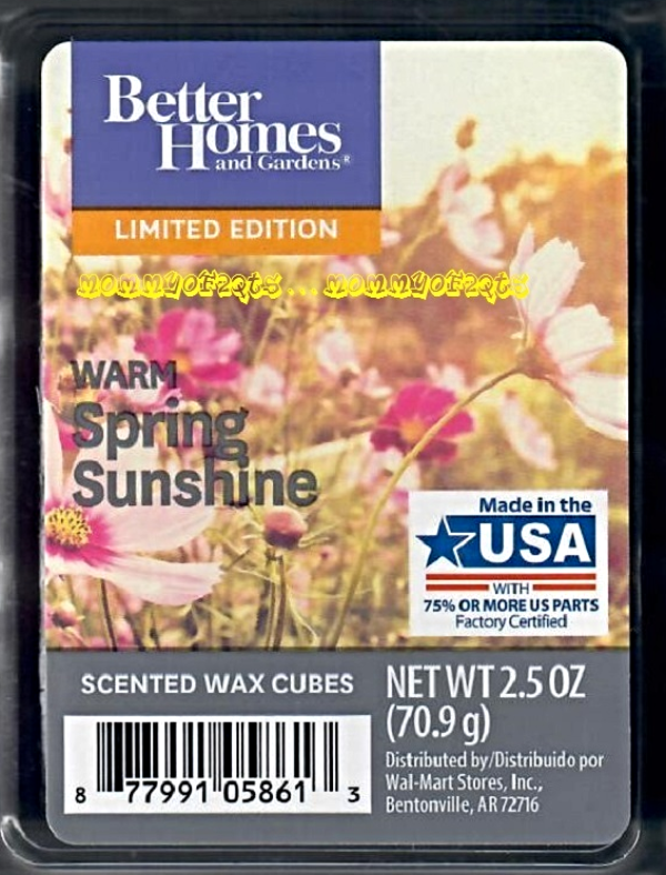 Warm Spring Sunshine Better Homes and Gardens Scented Wax Cubes Tarts Melts