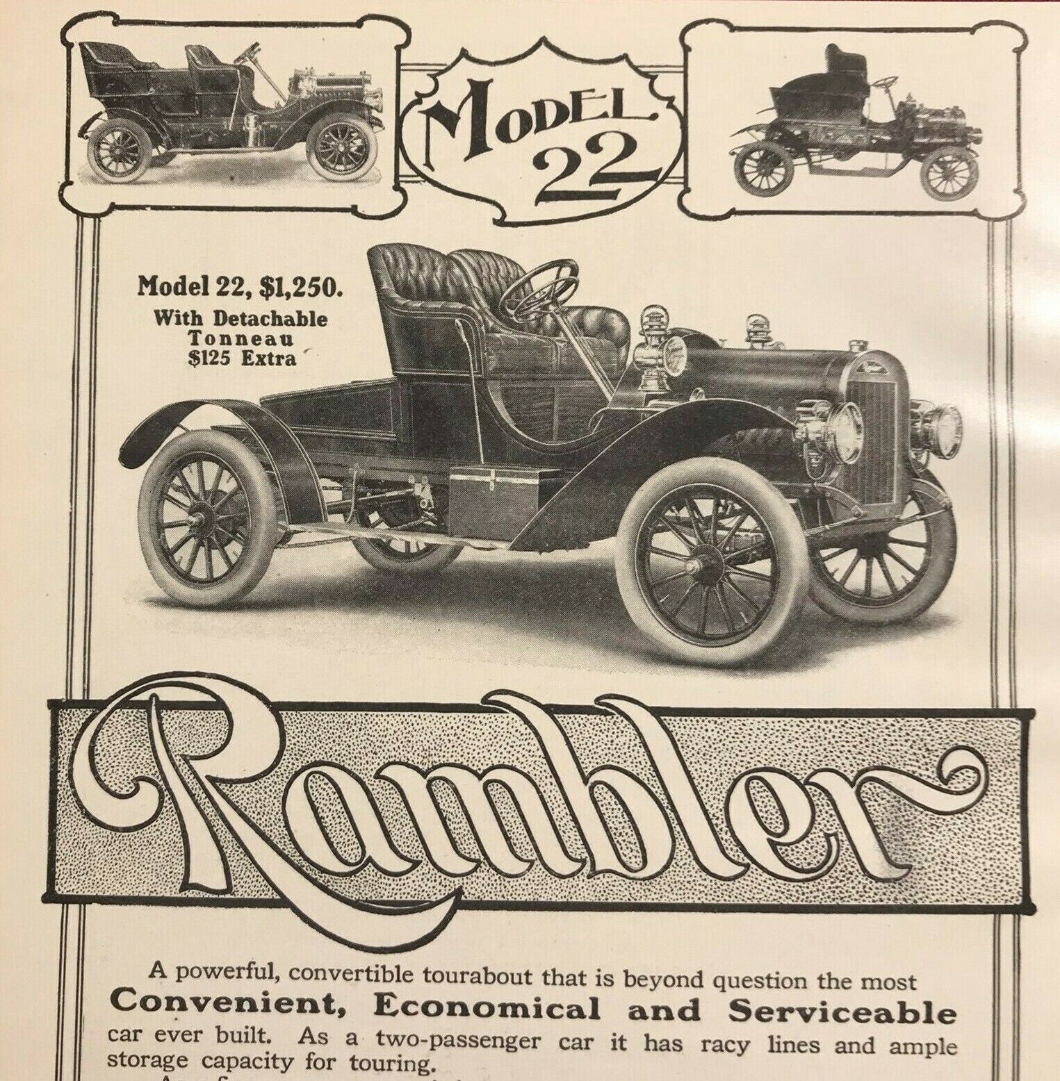 Circa 1907 Rambler Model 22 Thomas B. Jeffery & Co. Original Print Ad ...