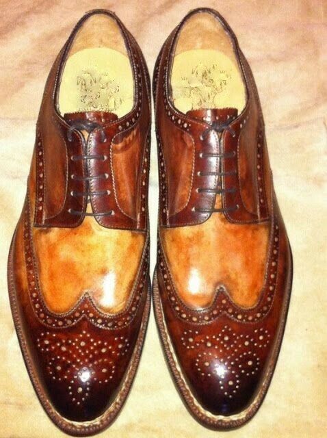 men's Spectator shoes. Two tone handmade genuine leather patina finish men shoes
