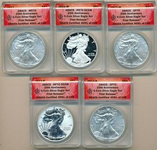 2011 American Silver Eagle 5 Coin SET-ANACS 70 GRADES/MS/PR/REV PR/SP'S! Free Sh - £641.50 GBP