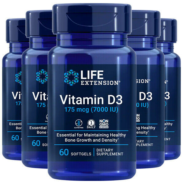 Life Extension Mega Vitamin D3 7000 IU  extra virgin olive oil 5X60 Caps