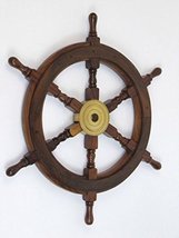 NauticalMart 24" Pirate  Wood and Brass Decorative Ship Wheel