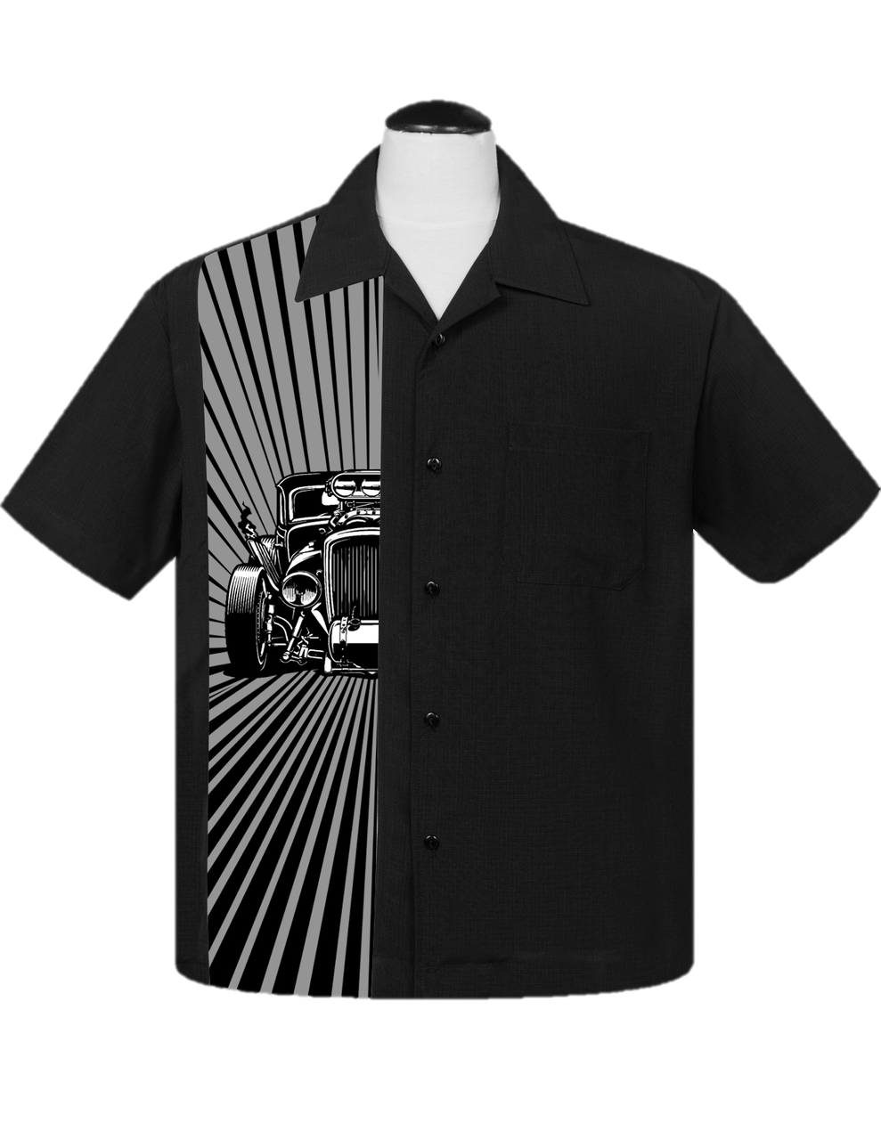 Steady Clothing Hot Rod Car Burst Rockabilly Bowling Button Down Shirt ...