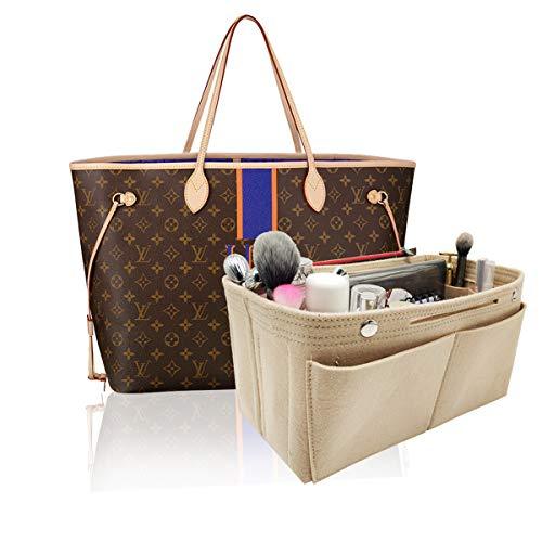LEXSION Felt Fabric Purse Handbag Organizer Bag - MultiPocket Insert Bag Beige L - Handbag ...
