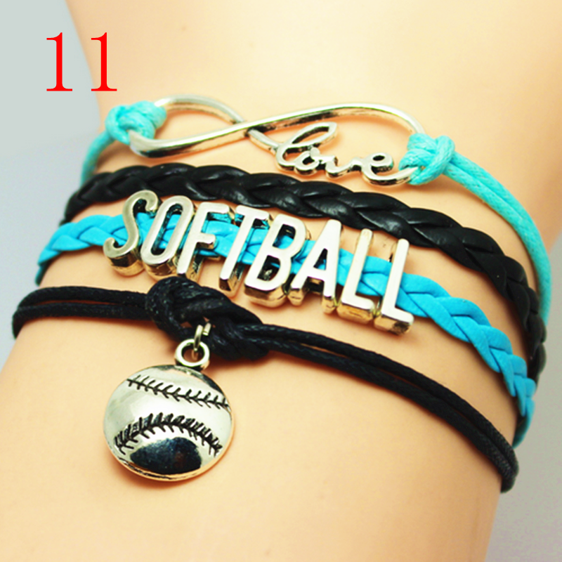 bracelet for Softball team player fans Softball charm bracelet in bulk