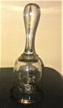 Bohemia Crystal Dove &amp; Flower Dinner Bell Gilded Etched Gold Overlay Dov... - $27.99