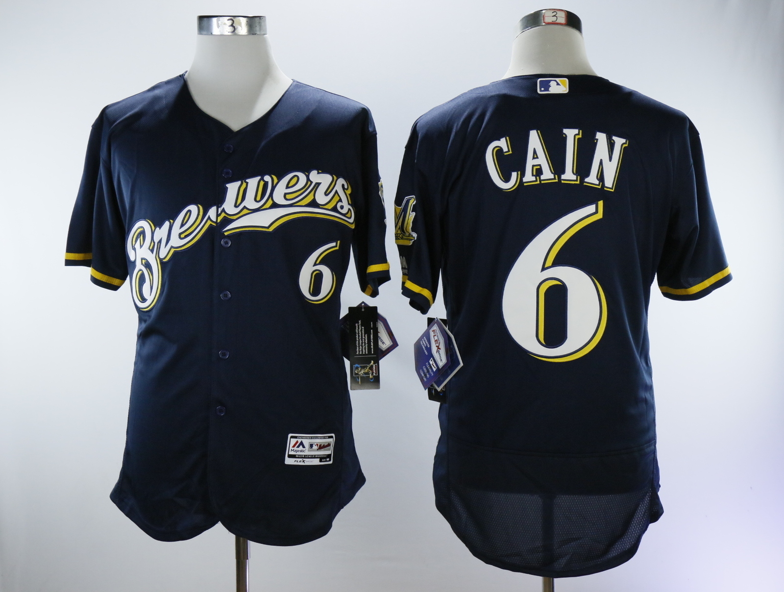Milwaukee Brewers Jersey Sewn on 6 Lorenzo Cain Jersey Sewn on Navy