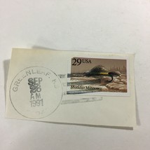 Vintage Sept. 26, 1991 USED Stamp Muddler Minnow Greenleaf Kansas  - $4.69