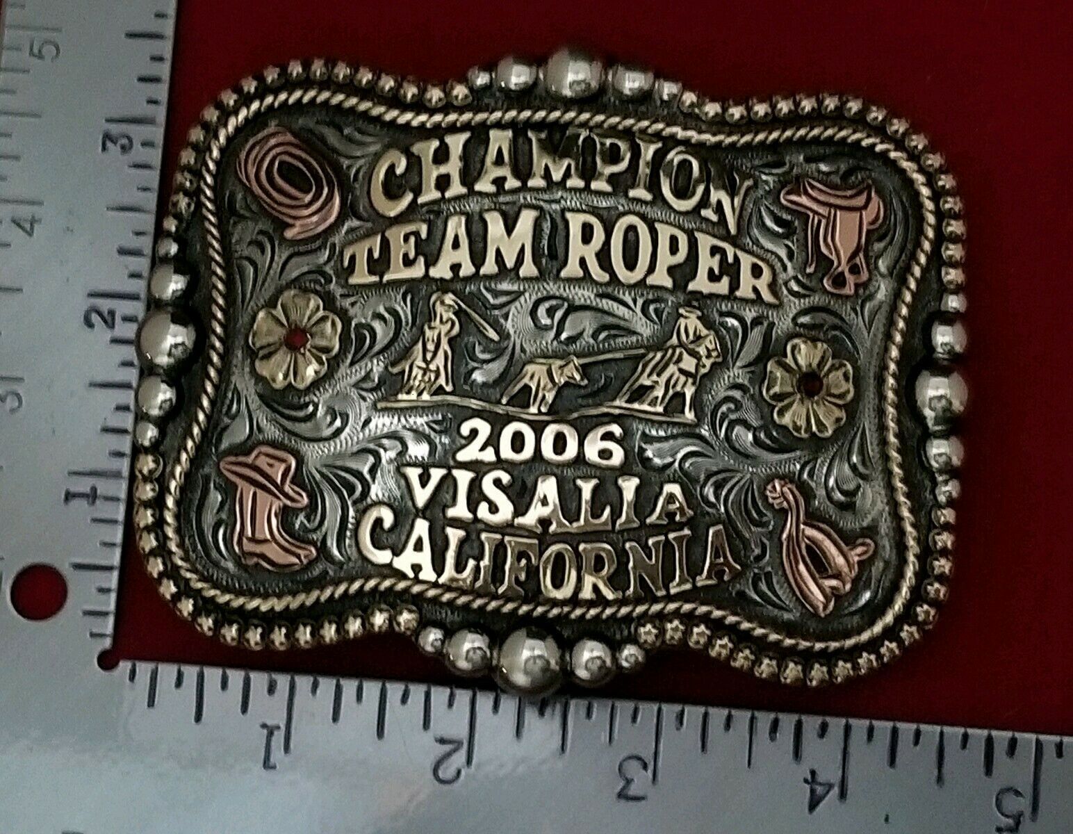 2006 RODEO VINTAGE TROPHY BELT BUCKLEVISALIA CALIFORNIA TEAM ROPING CHAMPION824 Belt Buckles