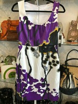 T TAHARI White & Purple "Jocelin" Dress Style#F71UU600 Size 4 $159 NWT - $59.53