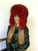 Fox Fur Full Trapper Hat Saga Furs Ushanka Hat Red Color Fox Fur Aviator Fur Hat