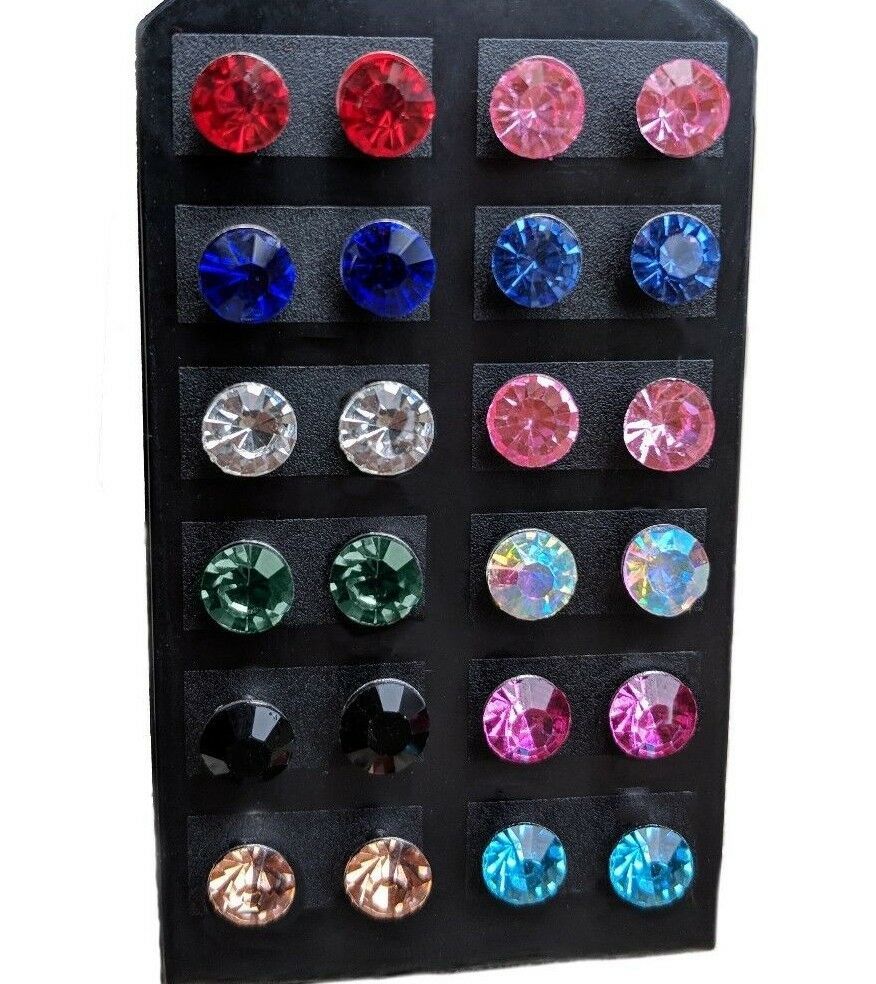 Jstyle Jewelry Stainless Steel Womens CZ Stud Earings Set Piercing, 12 Pairs 5MM