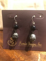 Premier Designs Earrings Black And Silver Beads 2.25” Long New In Stock - $13.85