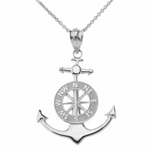 925 Sterling Silver Mariner&#39;s Anchor Compass Pendant Necklace - $26.20+