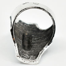 Bohemian Inspired Silver Tone Tribal Shield Geometric Fashion Statement Ring image 5