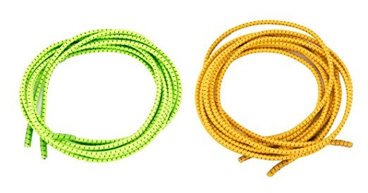 Elastic No Tie Shoelaces - 39 Stretchy 2-Pack Lace Set (Green & Orange)