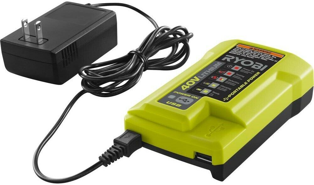 RYOBI Charger 40Volt 6 ft. Cord LithiumIon Innovative WorkReady USB