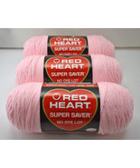 Red Heart Super Saver Medium Weight Acrylic Yarn - 3 Skeins Baby Pink #724 - $23.70