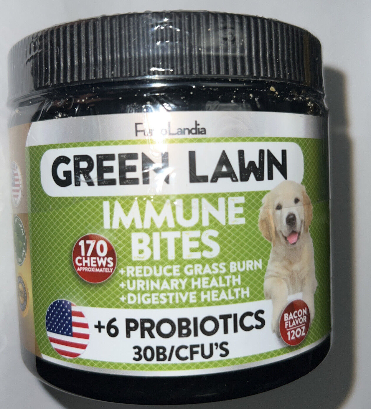 FurroLandia Green Lawn Immune Bites + 6 Probiotics - 170 Chews Bacon ...