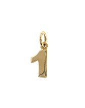 18K YELLOW GOLD NUMBER 1 ONE PENDANT CHARM, 0.7 INCHES, 1.7 CM, MADE IN ITALY image 1