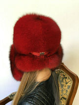Fox Fur Full Trapper Hat Saga Furs Ushanka Hat Red Color Fox Fur Aviator Fur Hat image 5