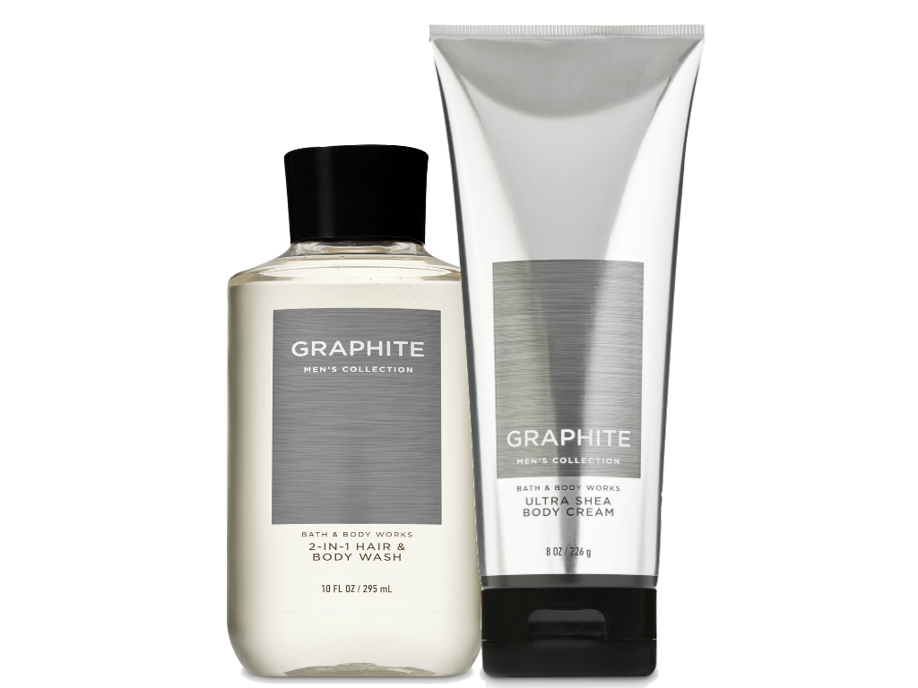 BATH & BODY WORKS Graphite Body Cream & 2In1 Hair + Body Wash Set For