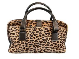 Lambertson Truex Made in Italy Leather Leopard Print Ponyskin Fur Satchel Bag image 7