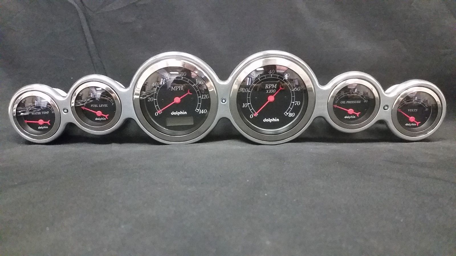 6 GAUGE STREET ROD HOT ROD UNIVERSAL DASH CLUSTER BLACK Gauges