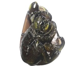 Natural Green Eye Obsidian Asia Monkey Charm Good Luck Pendant Necklace - $32.19