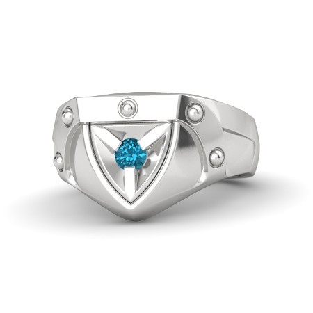0.25 Ct Round Cut London Blue Topaz 14k White Gold Plated Shield Ring For Men’s