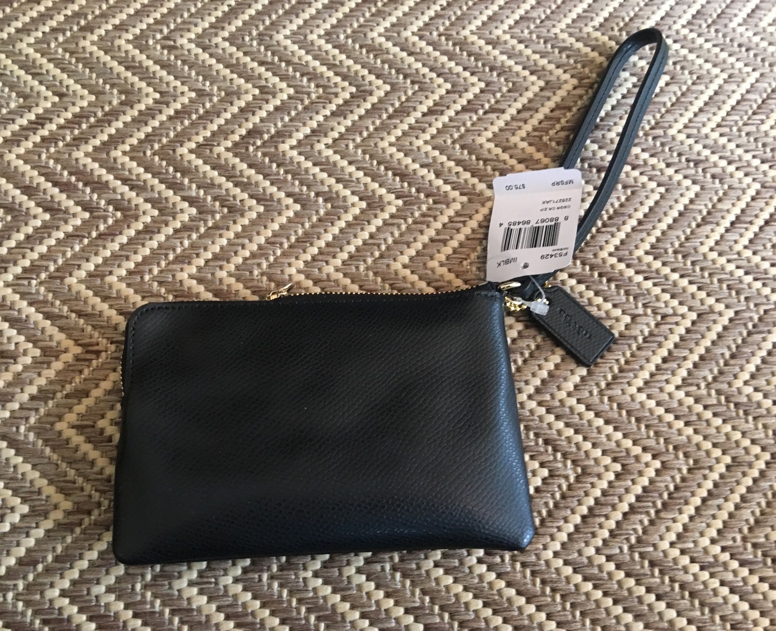 Coach Black CORNER Zip Crossgrain Leather Wristlet - Handbags & Purses