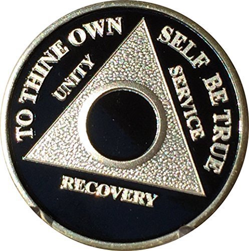 1 Month Color AA Medallion 30 Day Sobriety Chip Silver Plated Purple Blue Bla...