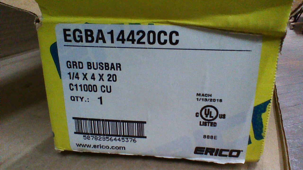 (NIB) ERICO EGBA14420CC GROUND BUSBAR KIT / 1/4" X 4" X 20" LONG