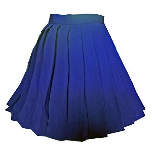 Women`s School Uniform High Waist Flat Pleated Skirts(4XL ,Light blue)