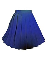 Women`s School Uniform High Waist Flat Pleated Skirts(4XL ,Light blue) - $23.75